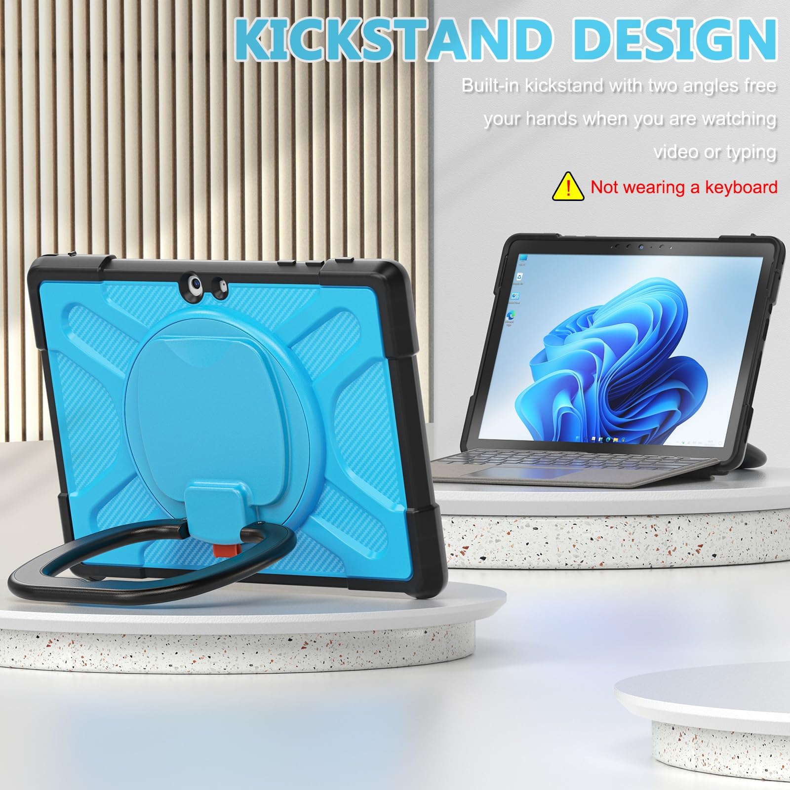 Pełne etui ochronne Kompatybilny z Microsoft Surface Go 4/ Surface Go 3/ Surface Go 2/ Surface Go 1 10,5-calowy pokrowiec Kompatybilny z klawiaturą Type Cover z podstawką, odporny na wstrząsy, wytrzym