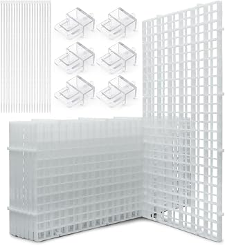 LINLAN Fish Tank Anti-Jump Set, Aquarium Lid, 8 Pieces 5.9x11.8in/15x30cm Plastic Grid with 6 Brackets and 20 Cable Ties, Cover for Rimless AquariumWhite