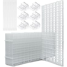 LINLAN Fish Tank Anti-Jump Set, Aquarium Lid, 8 Pieces 5.9x11.8in/15x30cm Plastic Grid with 6 Brackets and 20 Cable Ties, Cover for Rimless AquariumWhite