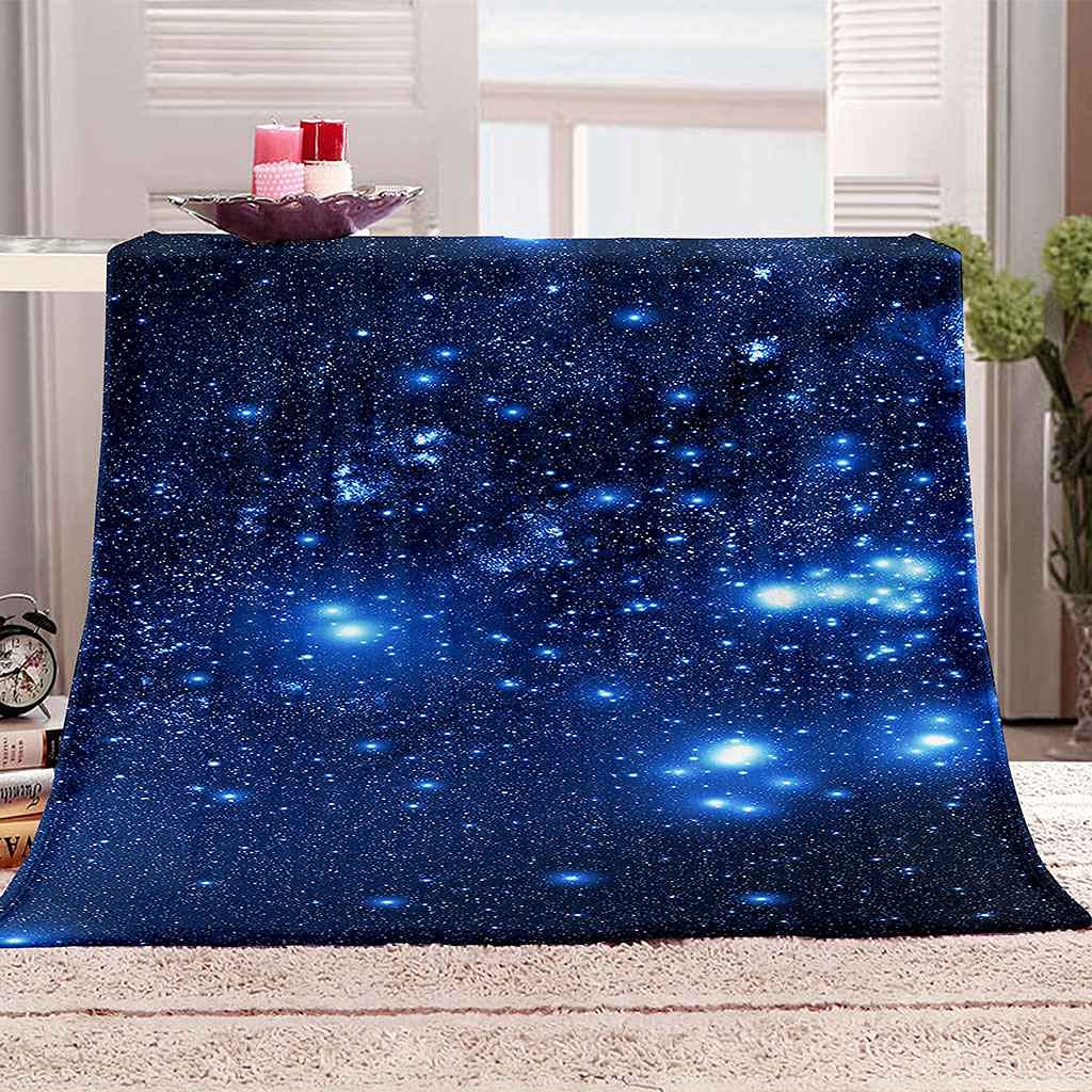 Couverture paysage étoilé bleu 150x200 idée cadeau plaid flanelle doux