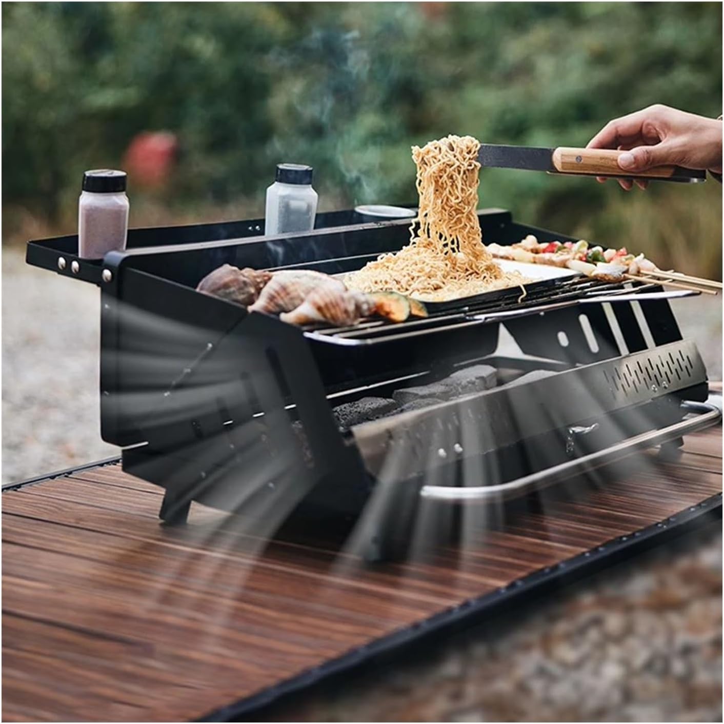 Barbecue Grill Vertical Barbecue Rack Camping Stove Outdoor Home Folding Portable Skewer Charcoal Grill
