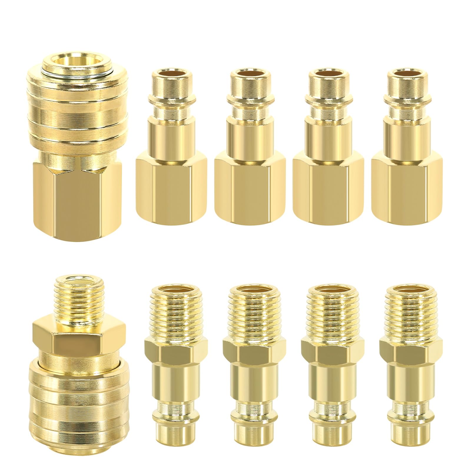 10 Piezas Conector Rapido Aire Comprimido de 1/4" BSP Acoplador de Aire Conector Aire Manguera Compresor Conector Neumatico Accesorios Compresor Aire para Mangueras Conductos de Aire Comprimido