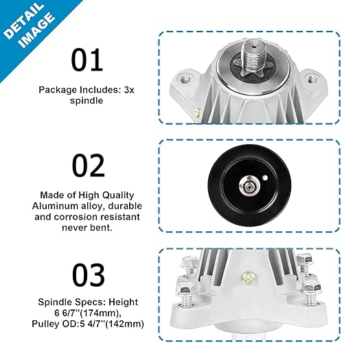 Miniatura 4 de Conjunto de husillo de cortacésped que reemplaza a Cub Cadet/MTD/Troy-Bilt 42 pulgadas cubierta 618-06991 918-06991 LT4200 T1000 T1800 T1200 Super