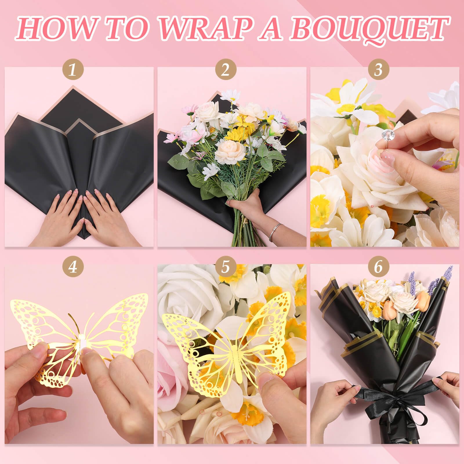 Tidponra Geschenkpapier-Set für Blumenstrauß (mehrfarbig)