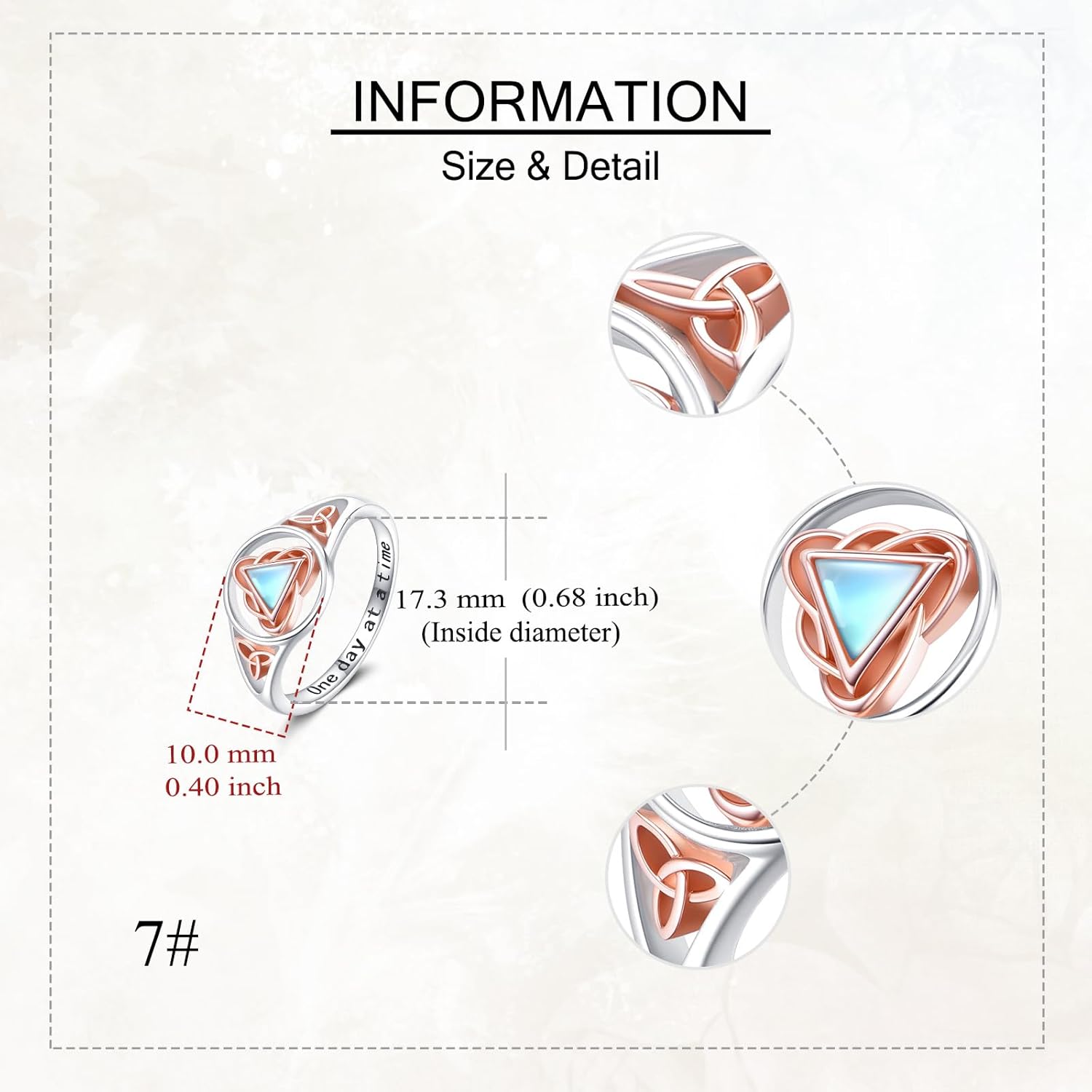 AA Ring 925 Sterling Silver Alcoholics Anonymous Ring Celtic Moonstone Stay Sober Recovery Rings Jewelry for Women Lovers - Image 3