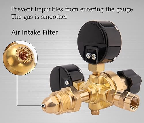 Miniatura 4 de Reguladores de argón CGA580 CO2, regulador de soldadura de gas de calibre de argón compatible con Mig Tig Miller Lincoln Weld 0-4500PSI / 0-10BAR -
