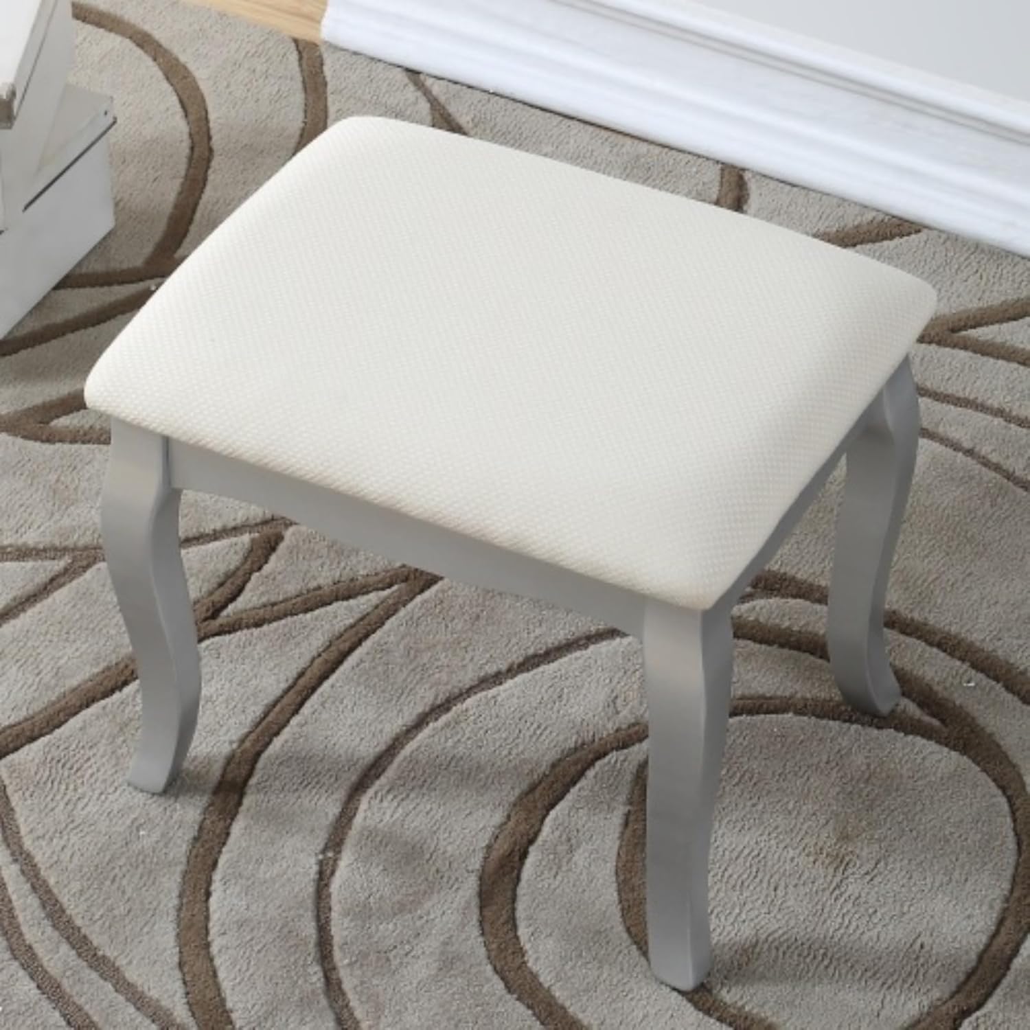 Makeup Vanity and Stool Set, Makeup Vanity, Adjustable Mirror, 5 Lined Drawers, Smooth Tabletop, Elegant and Stylish Bedroom Furniture