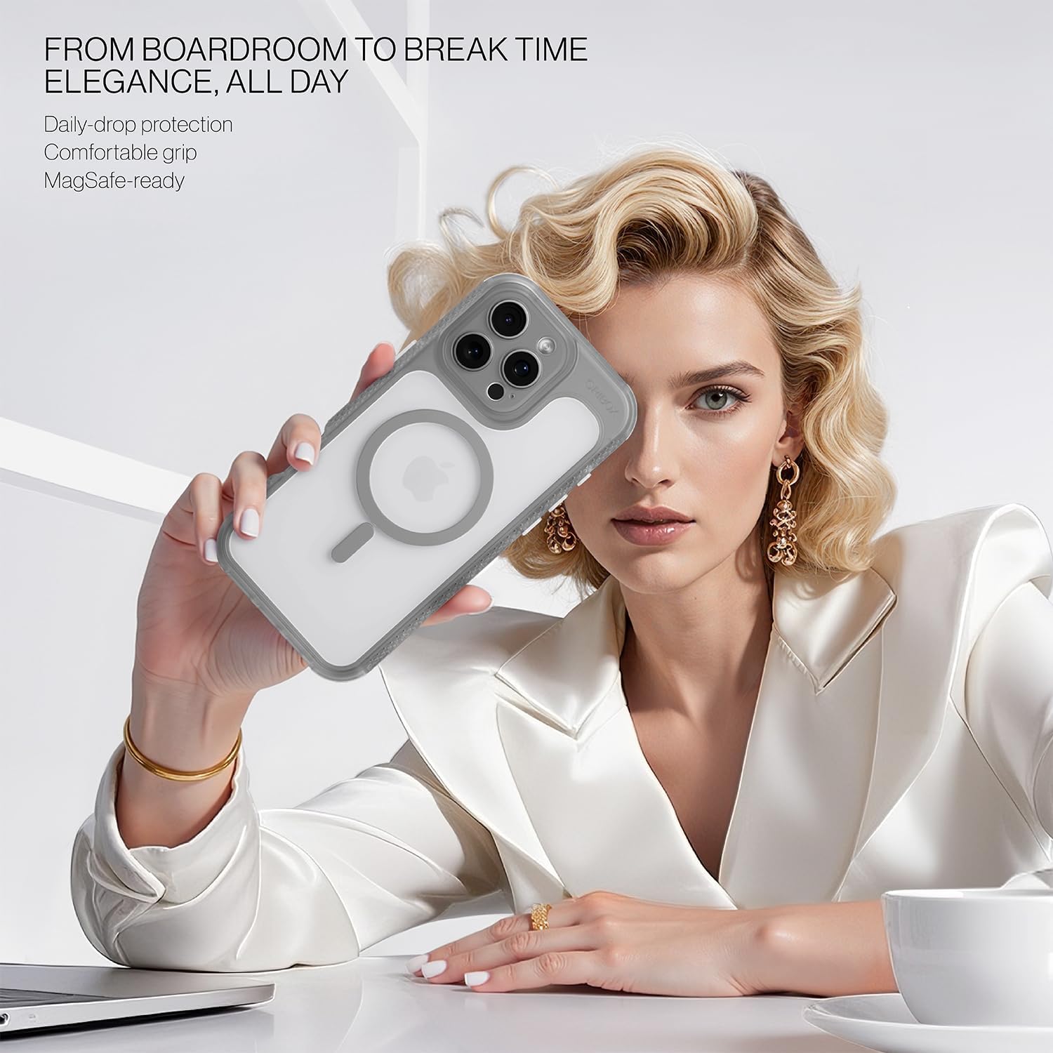 ORIbox Seralyn Series for iPhone 16 Pro Max Case - MagSafe Compatible, Triple-Layer Shockproof Protection, Crystal-Clear Back with Elegant Matte Frame(6.9", Urban Smoke) - Image 5