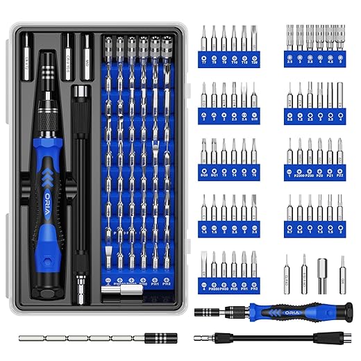 ORIA Precision Screwdriver Kit, 60 in 1 with 56 Bits Screwdriver Set, Magnetic Driver Kit with Flexible Shaft, Extension Rod for Mobile Phone, Smartphone, Game Console, Tablet, PC, Blue