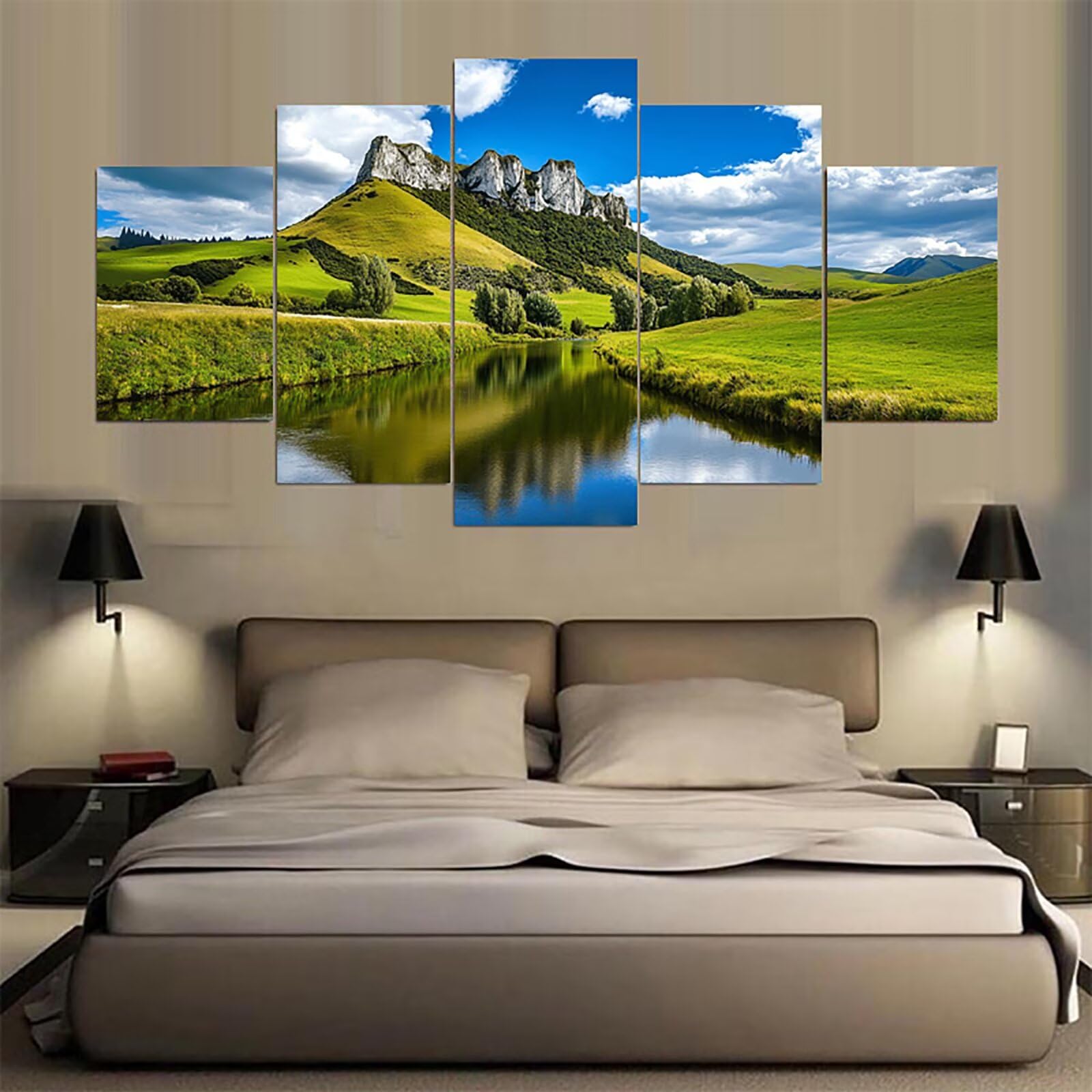 Diamond Painting Erwachsene Groß XXL 5 Teilig 125x250cm, 5D Diamond Painting Landschaft Diamant Paintings Bilder Bastel Sets, Malen Nach Zahlen Erwachsene, Bausätze für Diamantmalerei See 0m-1038