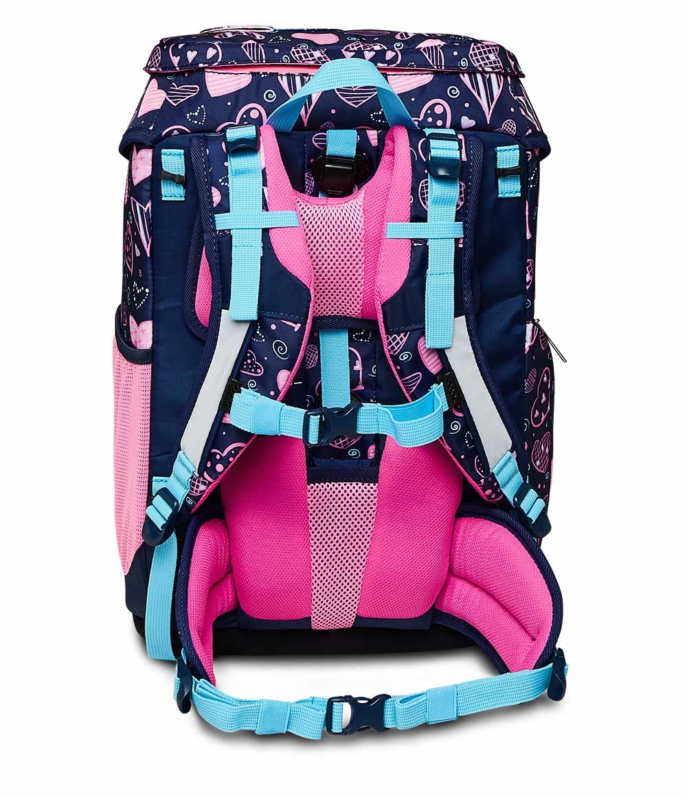 SJ GANG STYLE JAM GANG Set Scuola UPDOWN BOX - HEARTLY MIX - Zaino Scuola Multiscomparto Ergonomico + Astuccio Totalmente Accessoriato + Portapenne Scuola con Organizer Interno + Sacca Sportiva