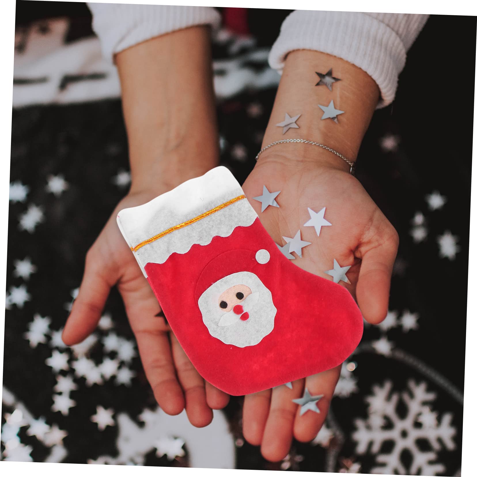 Cabilock 3 Sätze Weihnachtsstrumpf Goodie Bag Weihnachtsstrümpfe Mit Namen Weihnachtsmann-leinenbeutel Weihnachtsdekoration Kleine Hessische Taschen Weihnachten Kordelzug Stoff Stück * 3