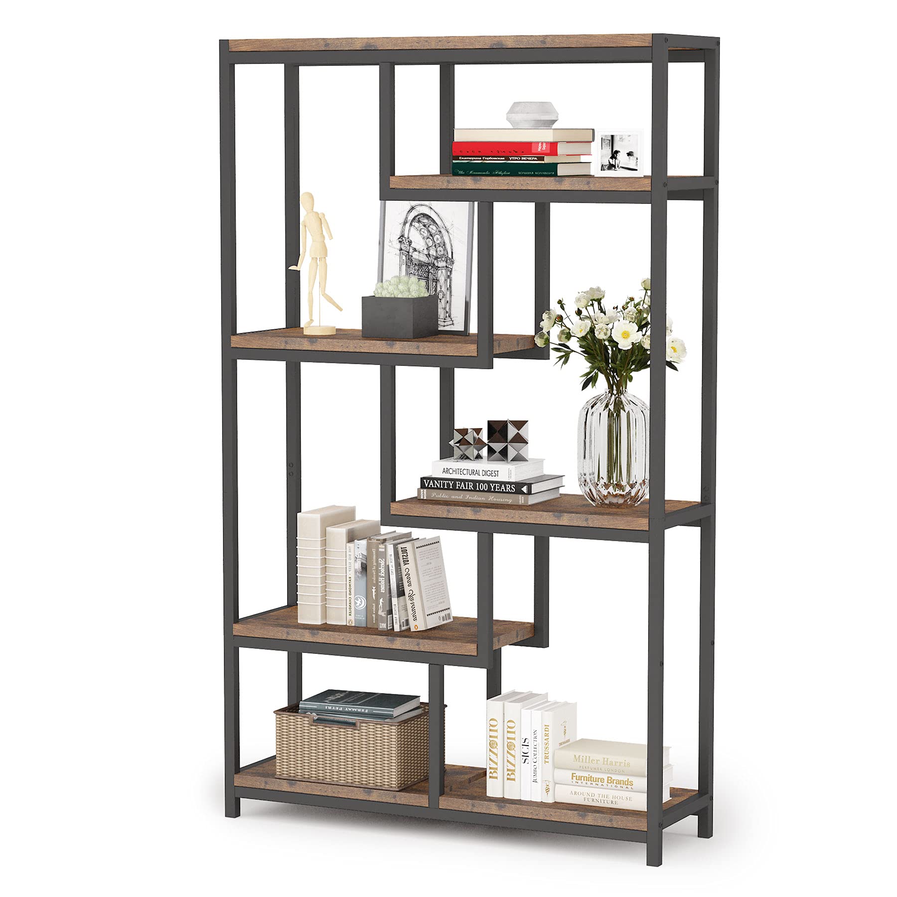 Tribesigns Bookcase Bookshelf Industrial, 5 Tier Free Standing Shelving