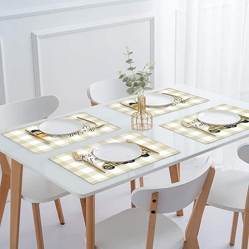 Vista 21 de Stylish Table Place Mats It's Fall Y'all Pumpkins Give Thanks Cloth Placemats Reversible Non-Slip Kitchen Table Place Mats for Restaurant