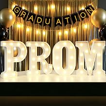 Graduation Decorations 2026 Prom Marquee Letters Lights, Lights Up Prom Letter Sign Class of 2026 Party Decor for Kindergarten High School Senior College-White