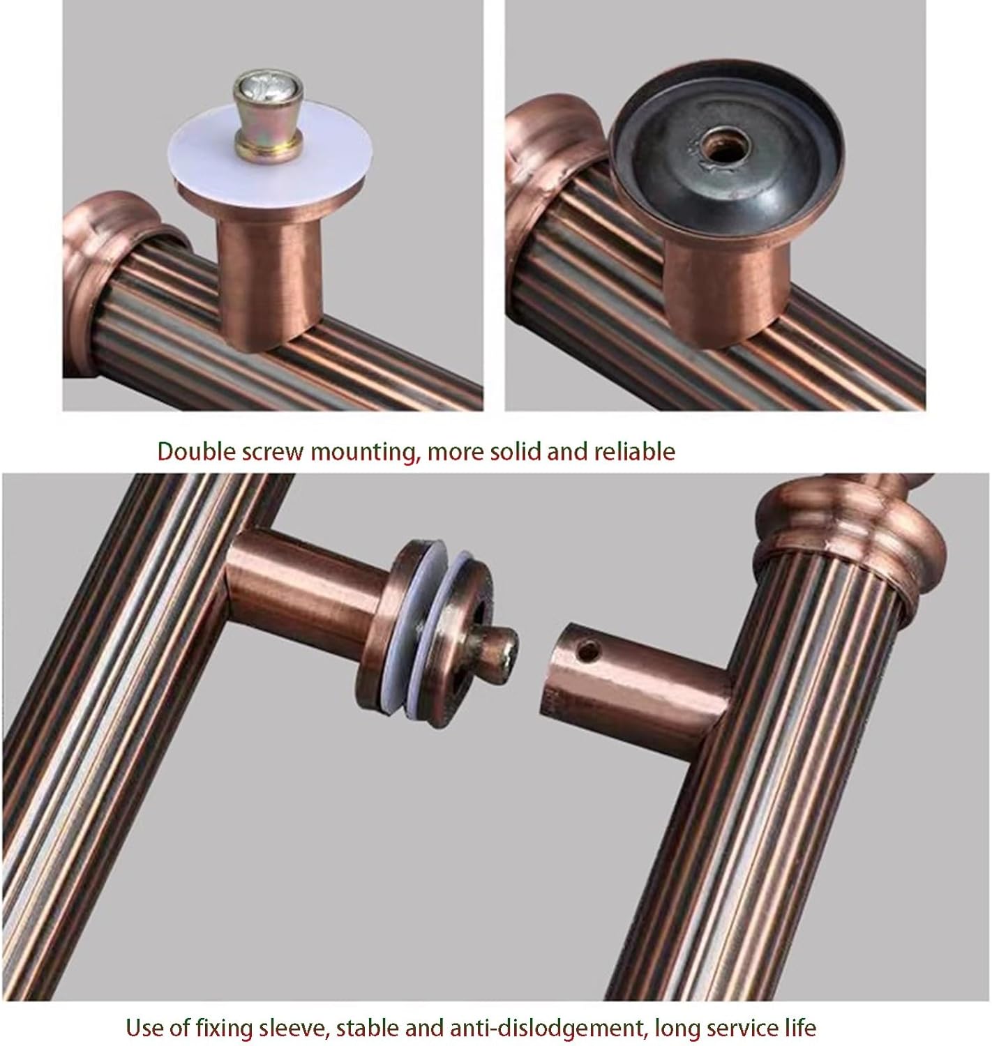 Stainless Steel Double Sided Door Handle Set, 600mm Pull Push Sliding Barn Door & Commercial H Shape Glass Shower Pull Handles - White Finish