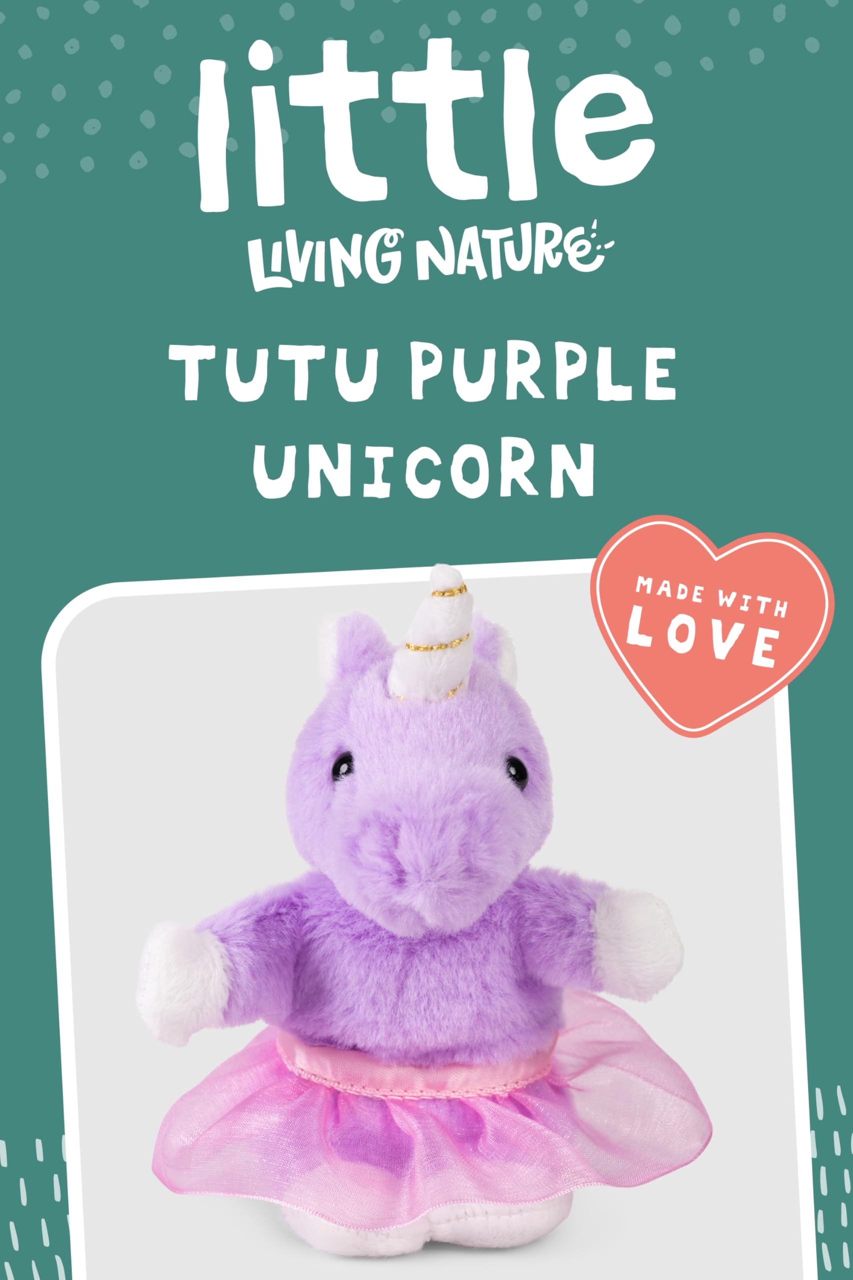 Living Nature LITTLE Play Tutu Purple Unicorn Animal Plush, 10 cm x 10 cm x 16 cm - Image 2