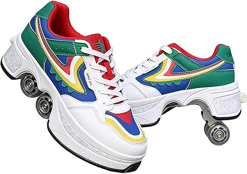 Miniatura 28 de 2-in-1 Roller Skates & Sneakers with Retractable Wheels - Convertible Lightweight Outdoor Fitness Shoes for Women, Men & Children - Unisex Kick