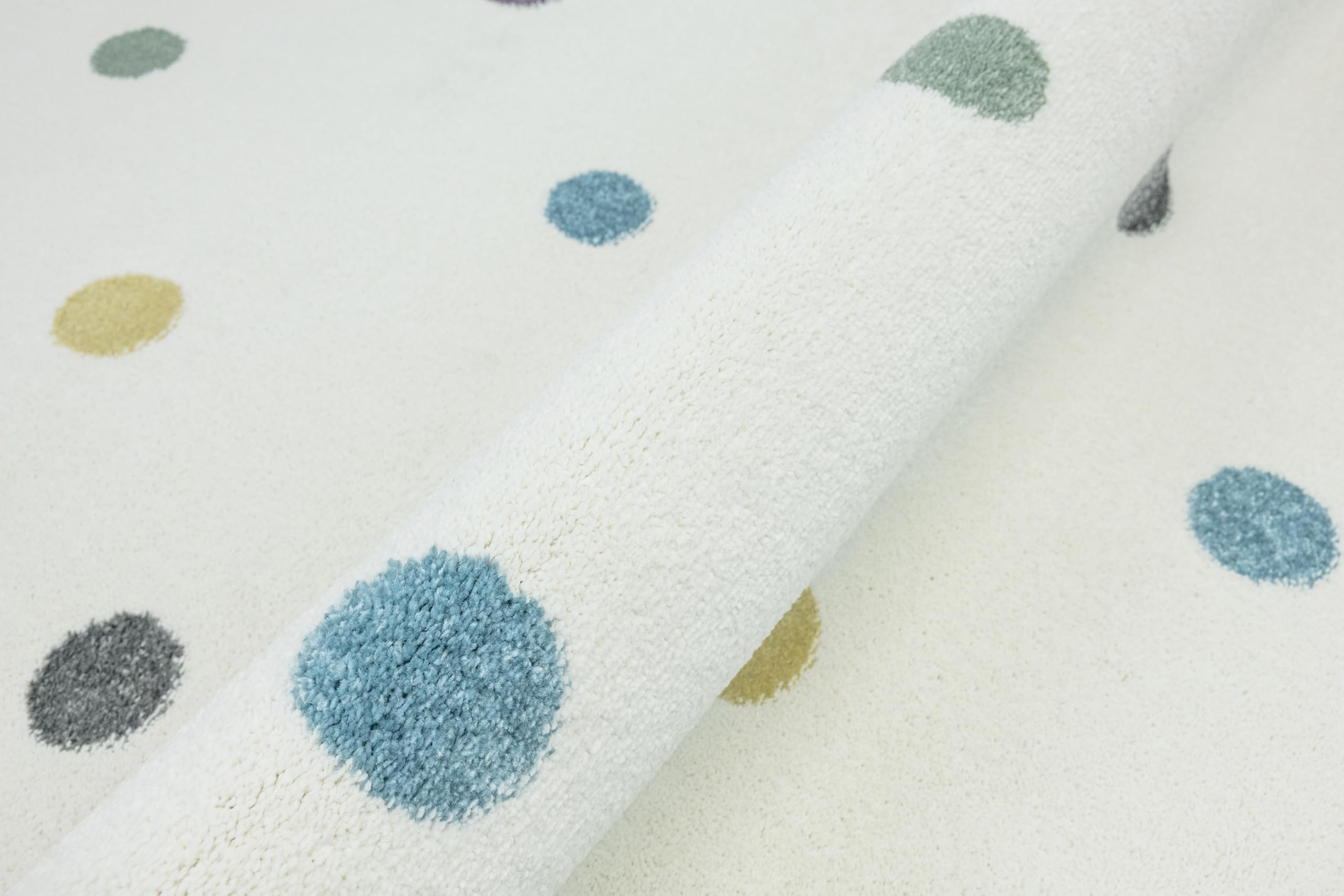 Lima rechteckig Kinder Teppich Pastell Cremig 200x300 cm | Kinderteppich Mädchen | Kinderzimmer Kurzflor Teppiche| Kids Carpet |Spielteppich Kinder Babyzimmer Tepich |gepunktetes Muster |