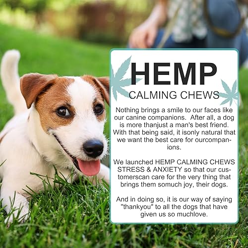 Miniatura 7 de Masticables calmantes de cáñamo para perros con ansiedad y estrés, 150 golosinas suaves calmantes para perros, tormentas, ladridos, separación, raíz