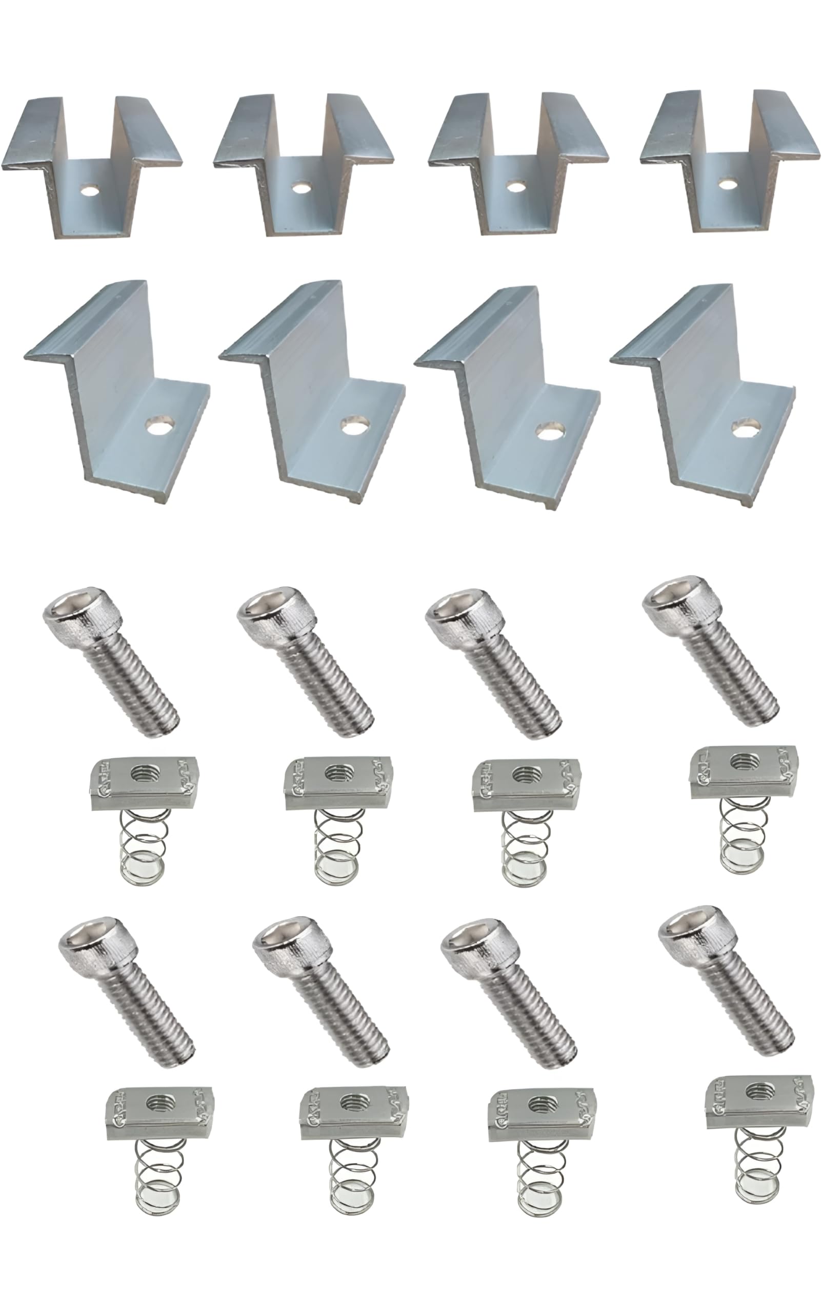 Solar Panel Mounting Combo Kit for 3 Panels | 35mm Aluminium End Clamp(4 pcs)& Mid Clamp(4 pcs) | M8 x 35mm SS Allen Key Bolt(8 pcs) And Spring Nut(8pcs)| Solar Structure Accessories-image-26