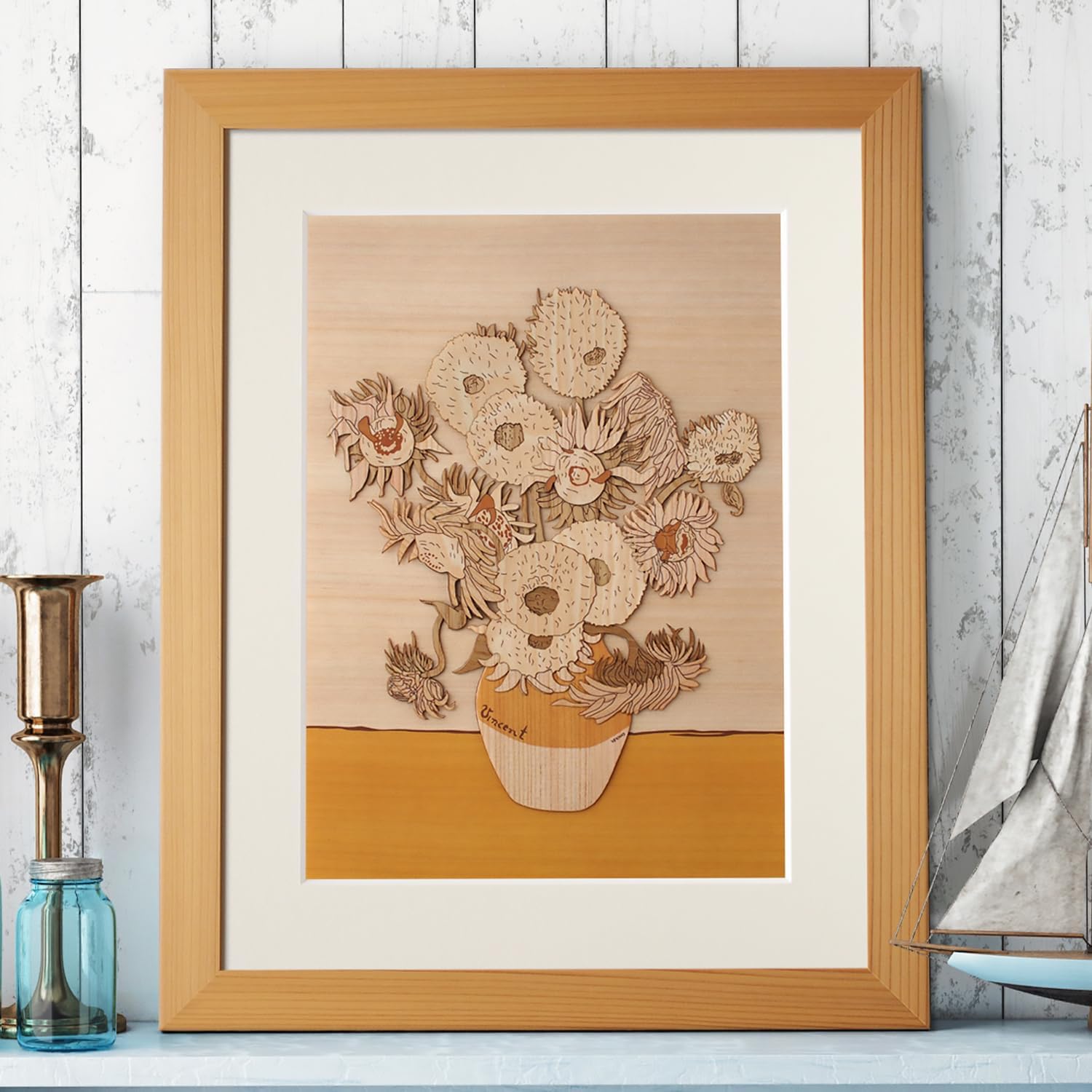 KINOWA Wooden Art Kit Kiharie Sunflowers Made in Japan
