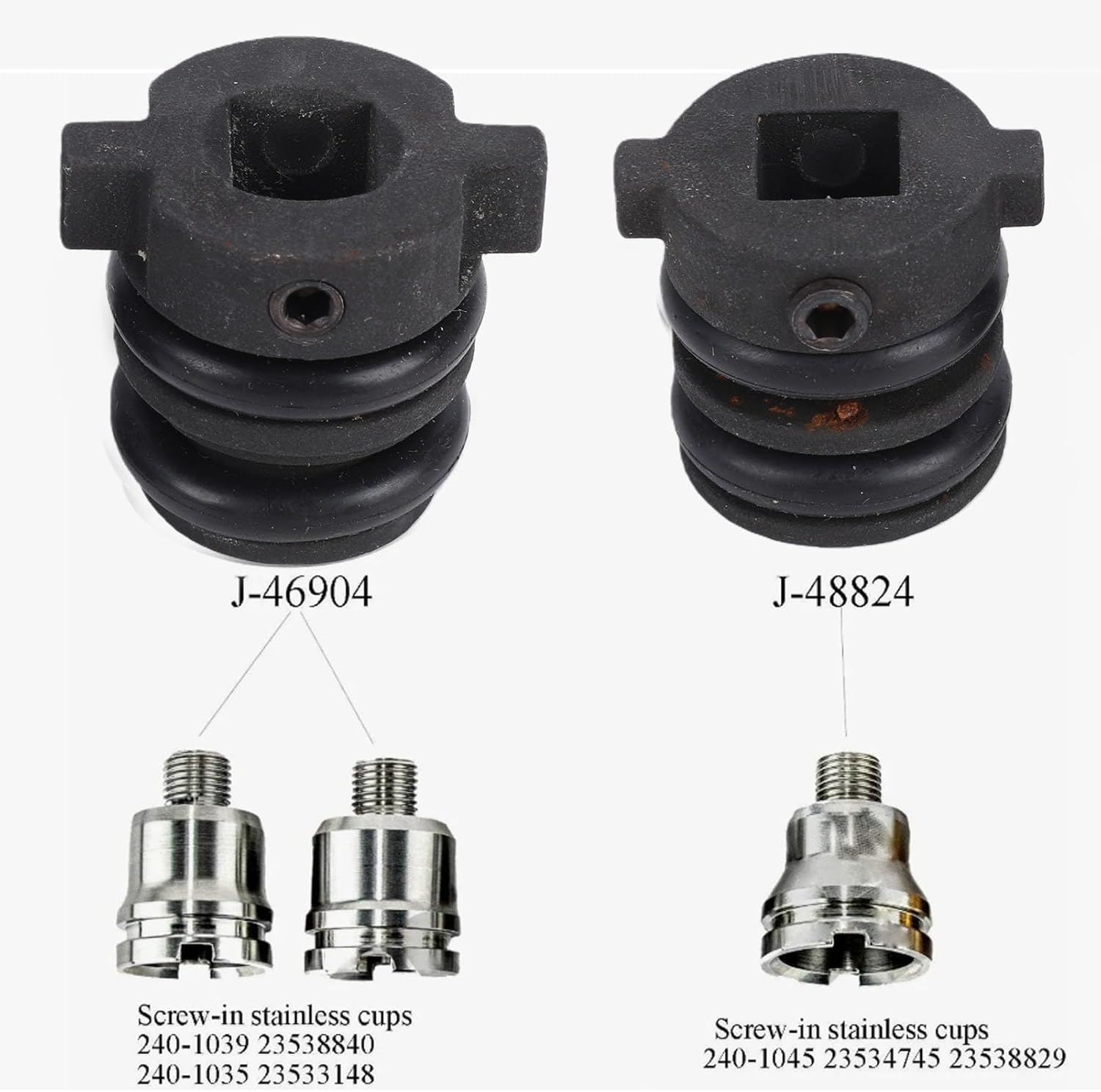 Aramox 2 Pcs Injector Cup Remover Installer Tool J 46904 J 48824 for Detroit 60 Serie s, Advanced Blackened Hard Steel