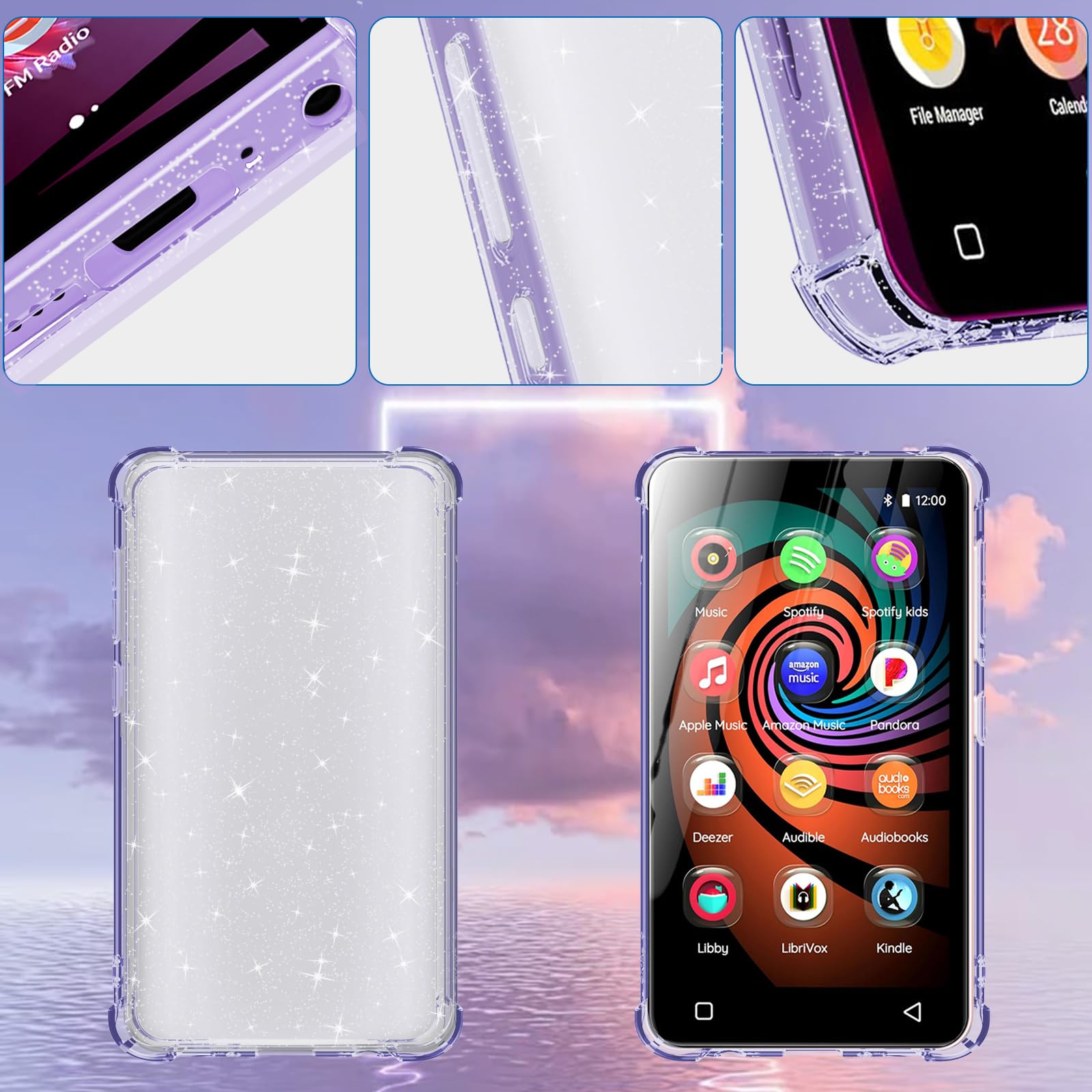 Schutzhülle und Displayschutzfolie aus gehärtetem Glas für innioasis G1 G3 MP3-Player, 2-in-1-Set, transparente TPU-Abdeckung, kratzfest, Stoßdämpfung, 9H Härte, HD klar, 2 Stück