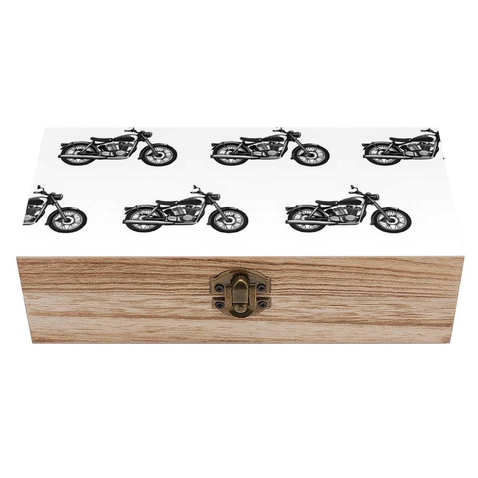 HLBSDM Cool Crazy Antique Motorcycle Wooden Storage Box