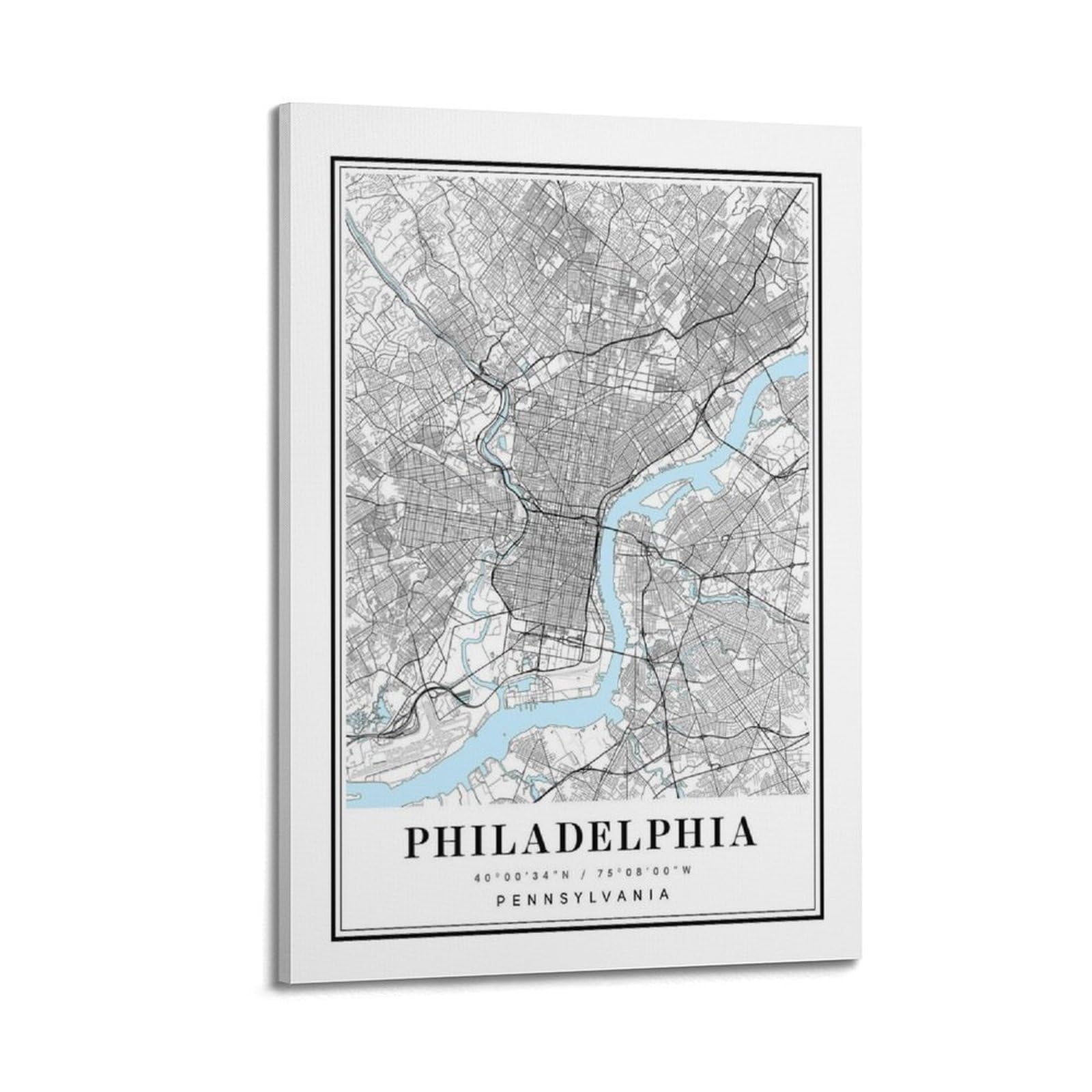 xiaoxiaoshen Philadelphia Map Canvas Poster Wall Art Prints Room Aesthetic Murals Bedroom And Living Decorations 20x30inch(50x75cm)