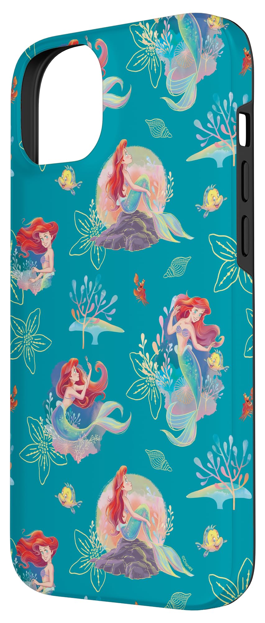 Custodia per iPhone 14 Plus Disney Princess Ariel Flounder e Sebastian sotto il mare