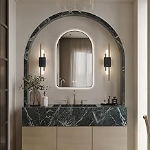 Niccy Arched LED Lighted Bathroom Mirror, 32x20 Inch Backlit Vanity Bathroom Mirror with Lights Brushed Black Framed Wall Mounted Mirrors with 3 Color Shatterproof Arch Smart Fog Free Mirror