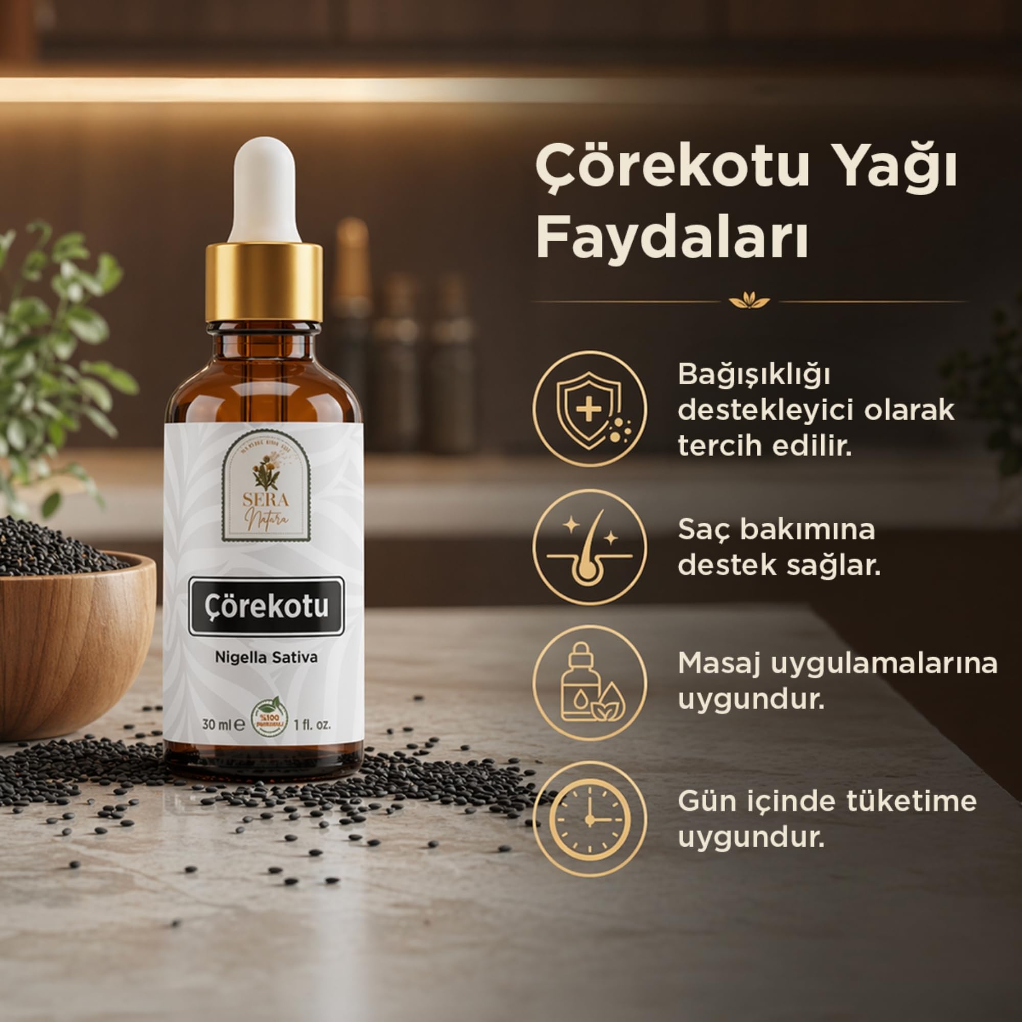Nature For You Sera Natura Çörekotu Yağı 30 ml.%100 Saf