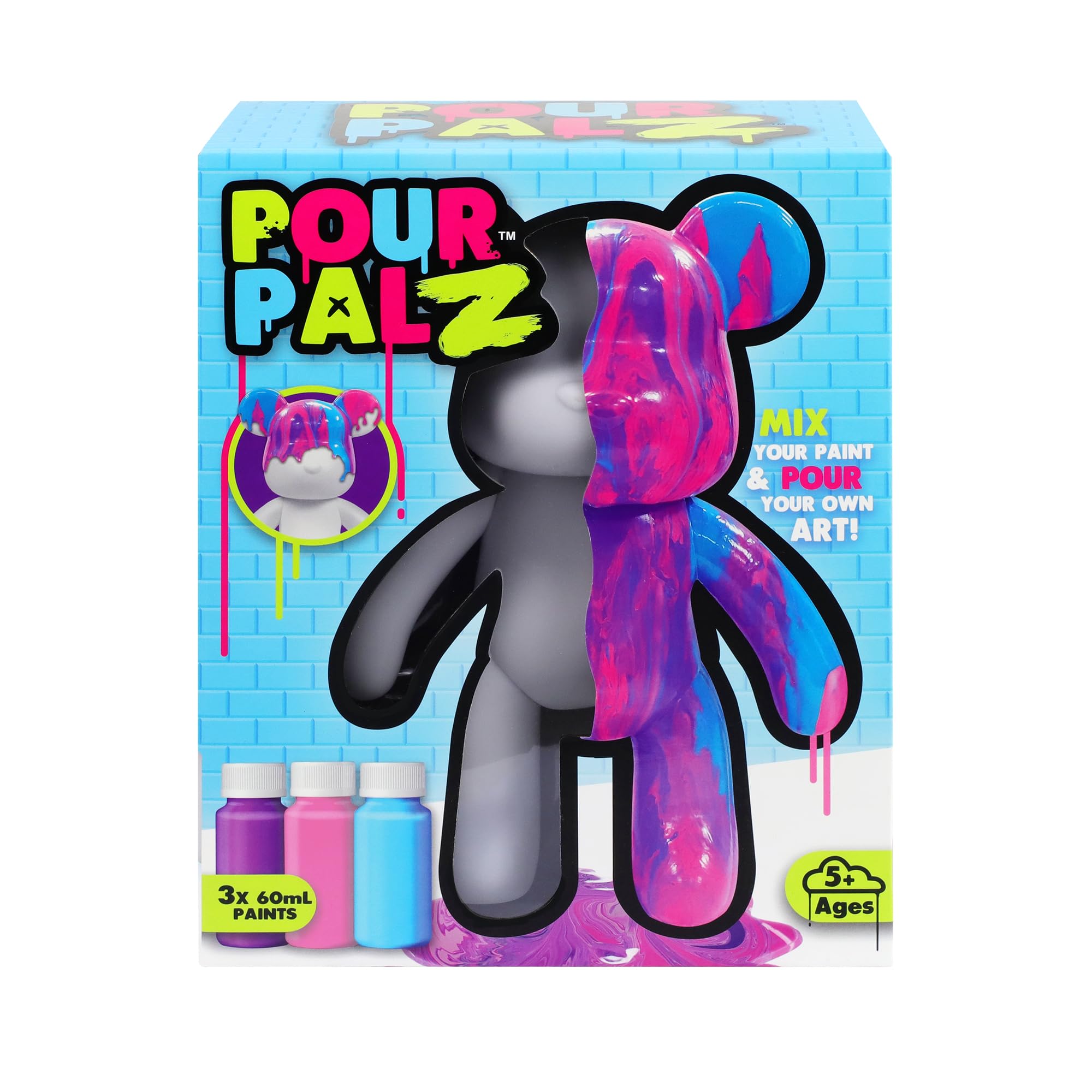 Pour Palz Large Paint Bear - Berry Blast - Mix Your Paint & Pour Your Own Art