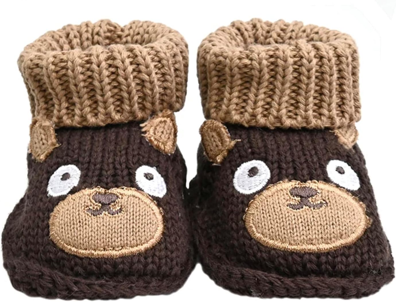 Shag Wear Wide Eyed Brown Bear Newborn Baby Booties Soft Infant Slippers
