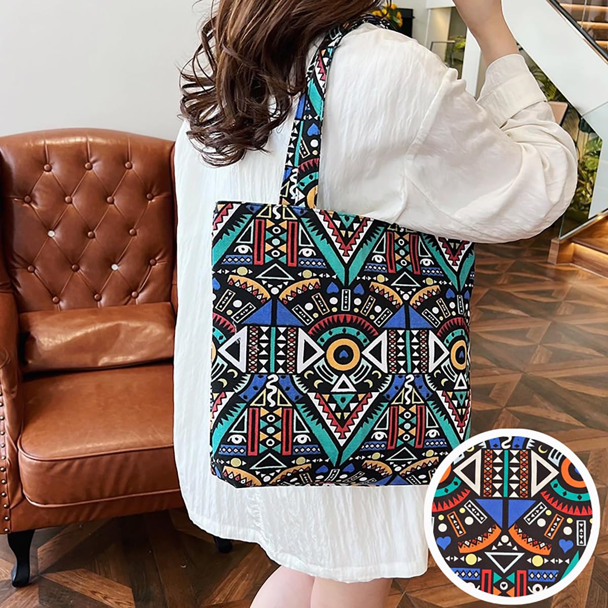 Tkanina bawełniana w stylu boho, towar sprzedawany na metry, geometryczny wzór, materiał do szycia z bawełny, materiał dekoracyjny w stylu retro, etniczne materiały do szycia, materiał