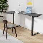 MotionGrey - 63 Inch L Shape Electric Motor Height Adjustable Standing Desk, Commercial Office Ergonomic Stand Up Desk, Adjustable Sit Stand Desk Stand - Black Frame Dual Motors Left Side Table Top