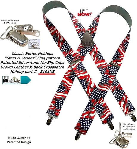 Miniatura 6 de Tirantes de sujeción de la serie clásica de 1 12 pulgadas de ancho para hombres en estilo X-back con clips plateados patentados en Estados Unidos