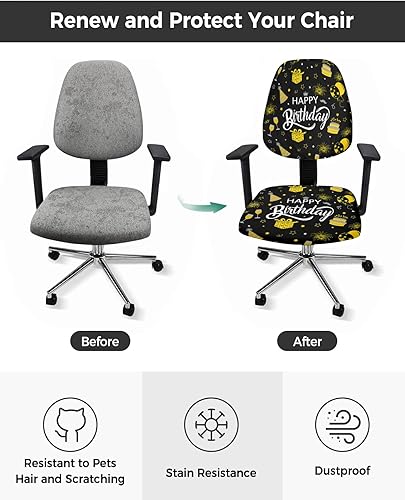 Miniatura 2 de Fundas para silla de oficina de 2 piezas, fundas elásticas para silla de computadora, fundas universales giratorias para sillas de escritorio,