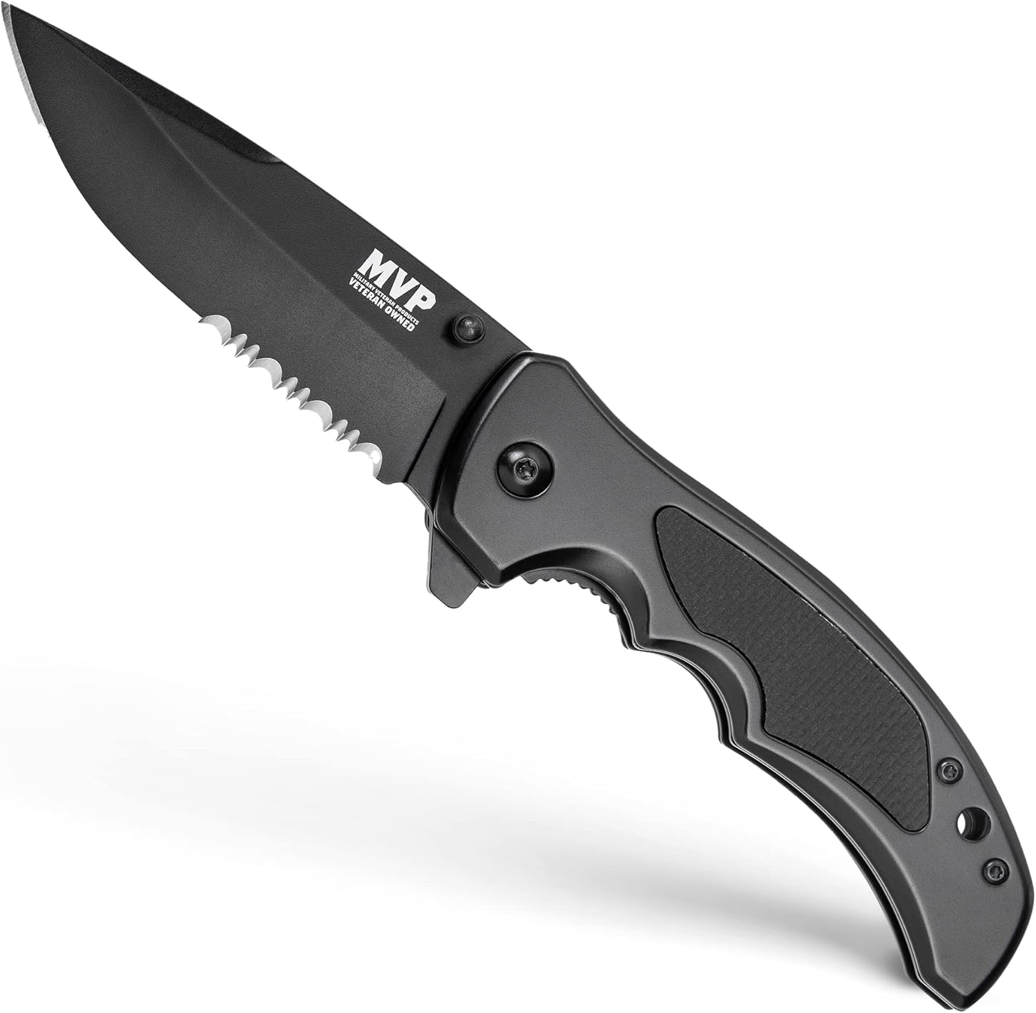 Military Gift Shop MVP 1805 Stealth Tactical Pocket Knife | Steel Black Titanium Coated Folding Knife with Reversible Clip | SOT Black Knife