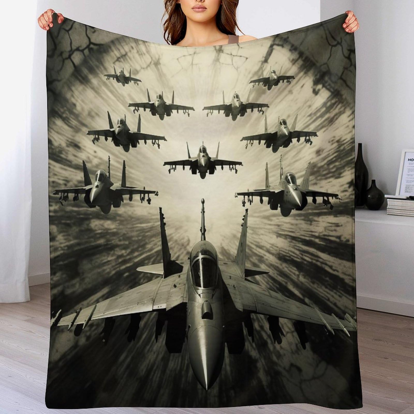 Manta de combate cálida para noches de sofá y cama, forro polar acogedor de 130 x 150 cm