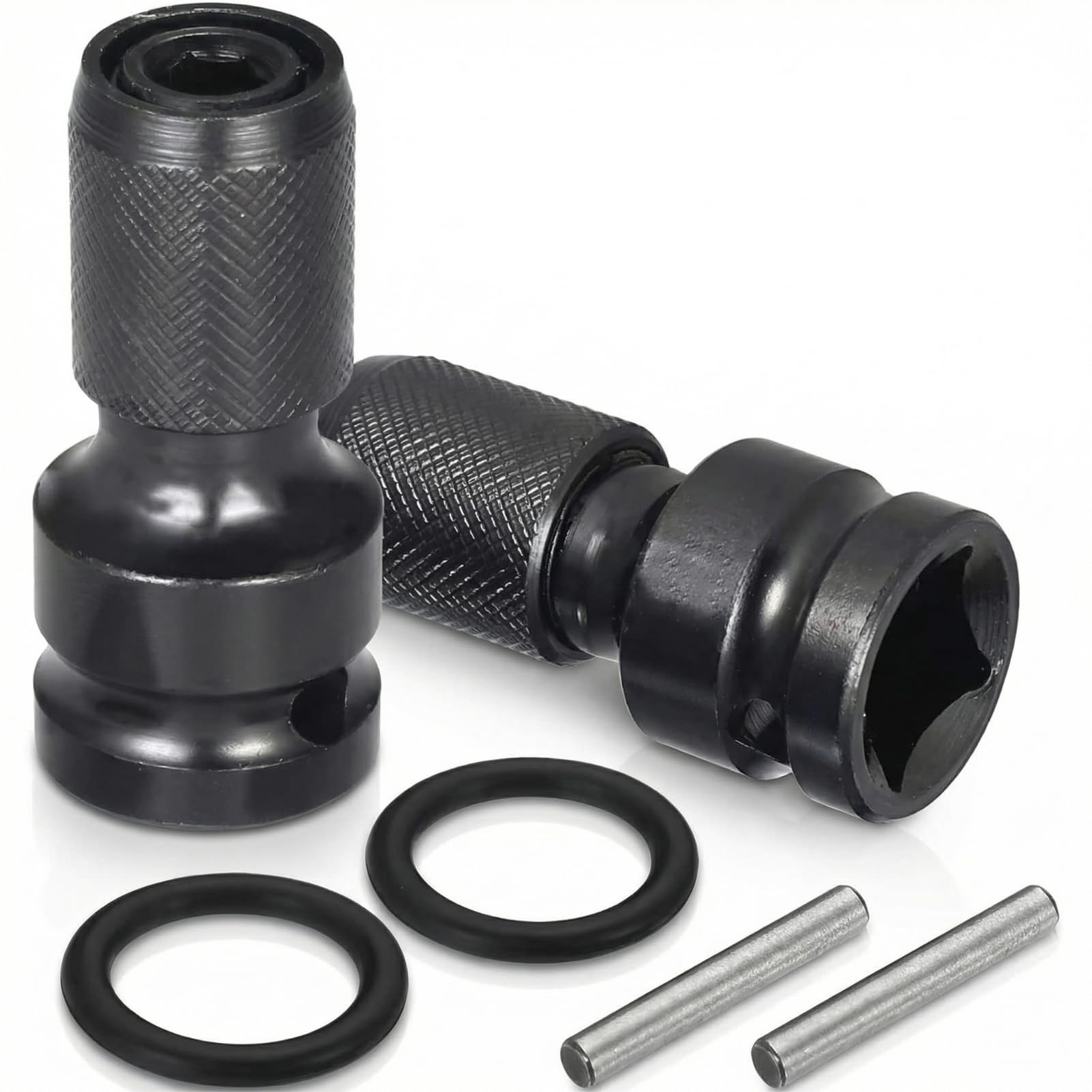 2 PCS 1/2" Square Drive to 1/4" Hex Socket Adapter for Impact & Air Wrench