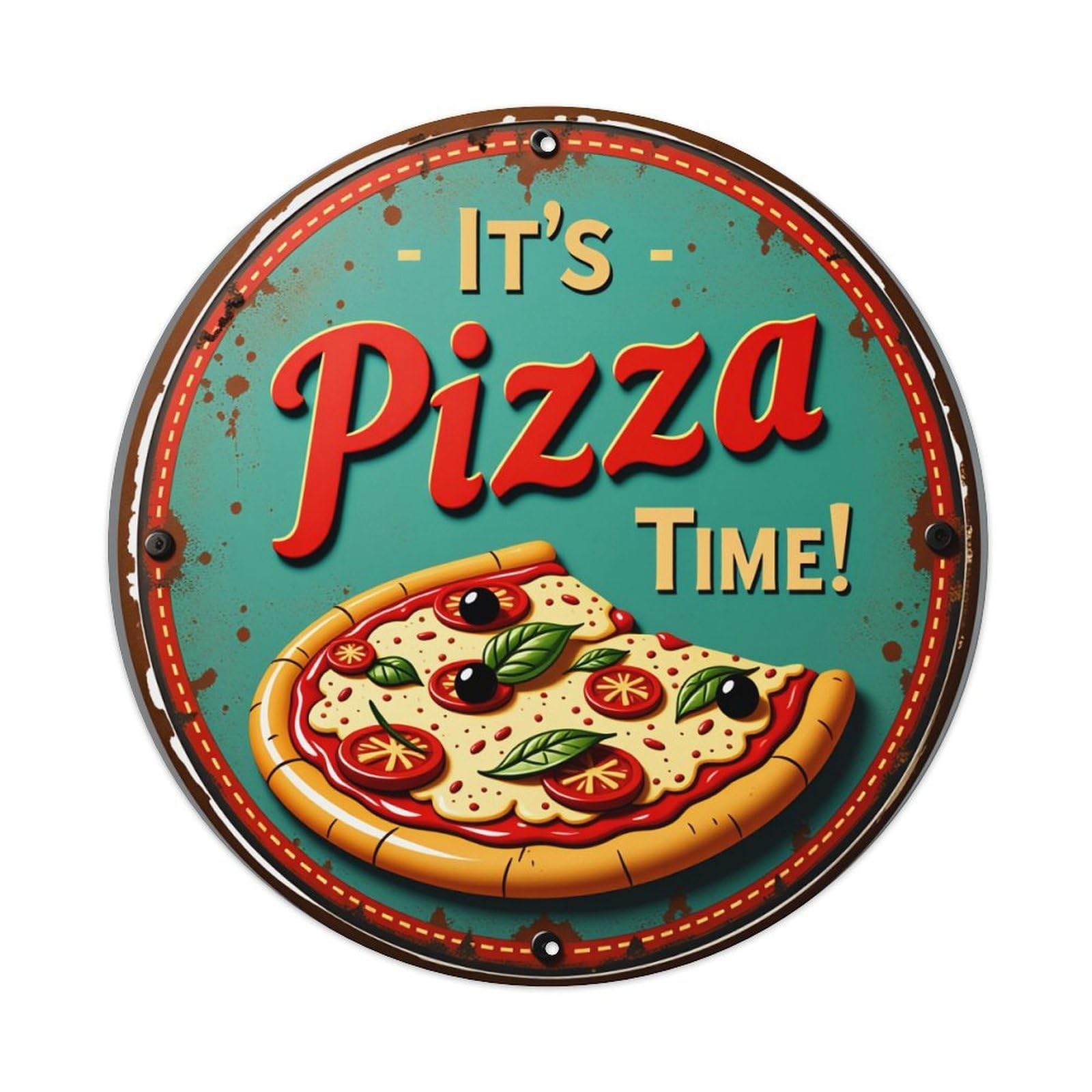 Pizza Time Sign Artwork Metal Tin Sign Vintage Garden Bedroom Cafe Bar Man Cave Home Wall Decor Metal Poster 8x8 inches