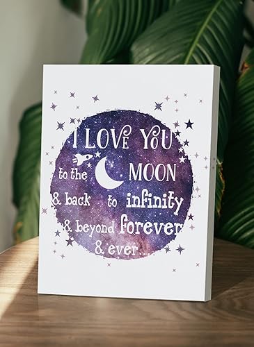 Miniatura 2 de Lienzo decorativo para pared con texto en inglés "I Love You To The Moon And Back" (I Love You To The Moon And Back)