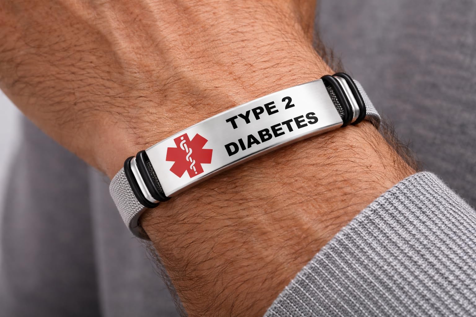 Medical Alert Identification Bracelets, Silver Stainless Steel, Adjustable Diabetes Epilepsy Blood Thinner