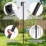 Pôle d'alimentation des oiseaux,75" Outdoor Bird House Pole Kit Stand avec 5-Pronged Base, hauteur réglable & Mont universel pour une installation facile, 2 Méthodes d'installation, finition noir mat (sans alimentation)