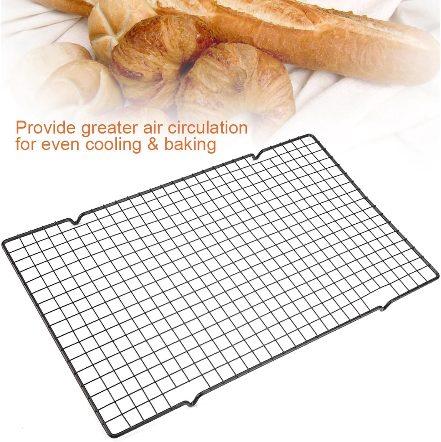 Stainless Steel Baking Cooling Rack 16x9.8 Inch Nonstick Wire Rack with Handle Fits Half Sheet Pan for Even Cooling and Safe Food Preparation