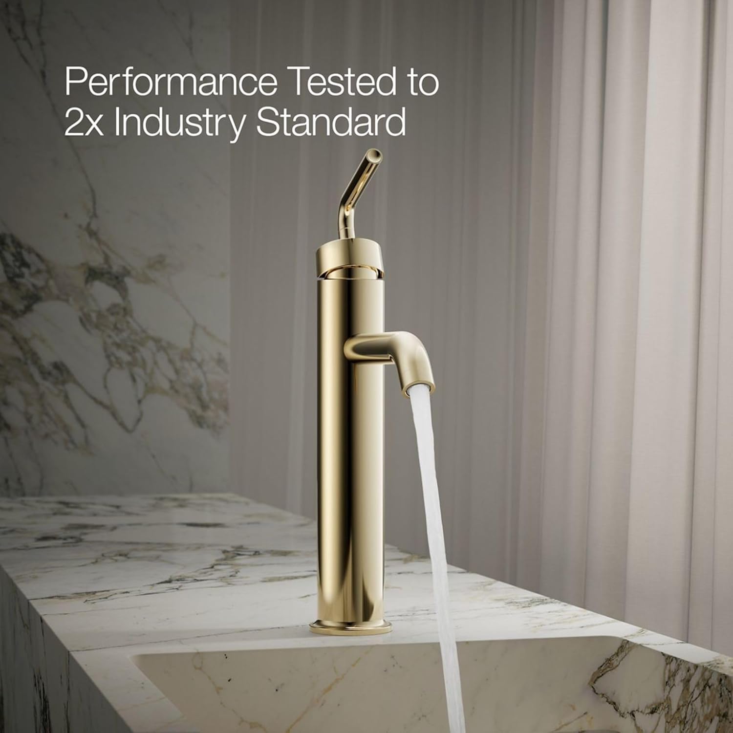 Kohler K-14404-4A-AF Purist Tall Single Control Lavatory Faucet, Vibrant French Gold