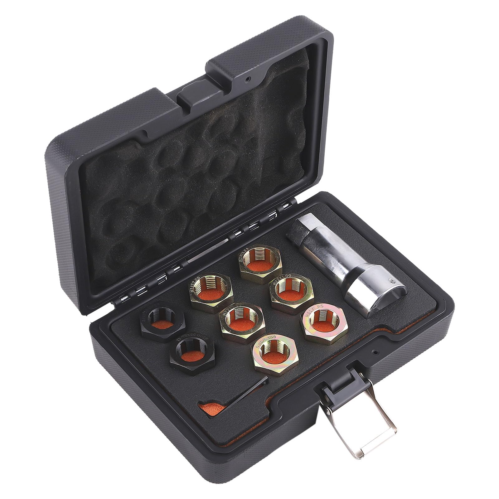 maXpeedingrods 10 PCS Axle Spindle Threading Chaser Set, Thread Rethreading Restorer Tool with 8 Dies, 1-1/16" Extension Bar, M20 M22 M24 & 13/16" 3/4