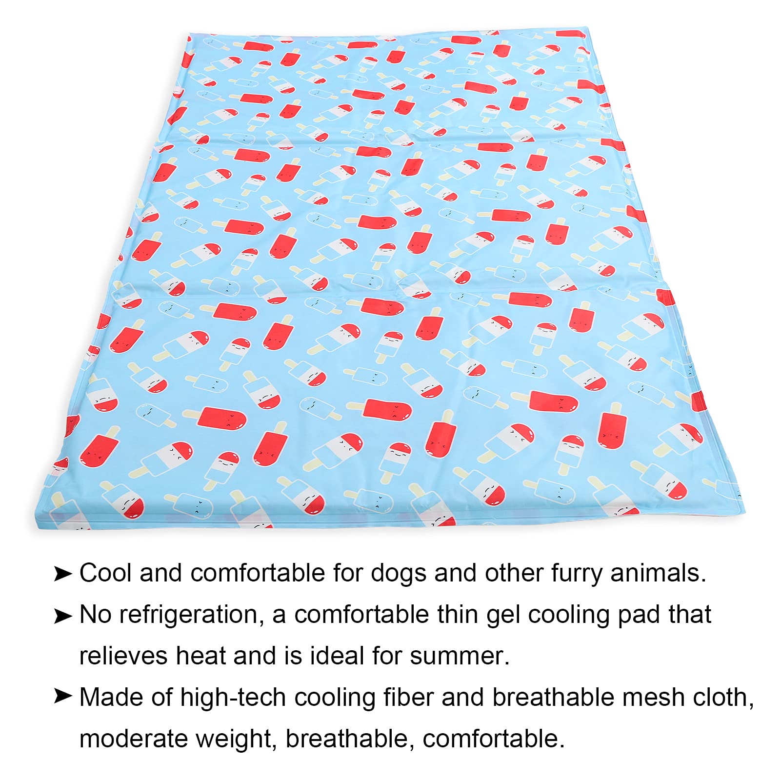 Estera de enfriamiento para mascotas Cama de enfriamiento de dibujos animados, almohadilla de gel para perros y gatos, manta fresca, almohadilla de enfriamiento de seda de hielo (XL: 71*111cm)